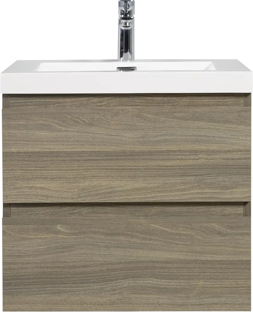 Floating Bathroom Vanity with Resin Top Basin & Soft Close Drawers - Modern Wall-Mounted Storage Cabinet color: Ash Grey