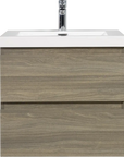 Floating Bathroom Vanity with Resin Top Basin & Soft Close Drawers - Modern Wall-Mounted Storage Cabinet color: Ash Grey