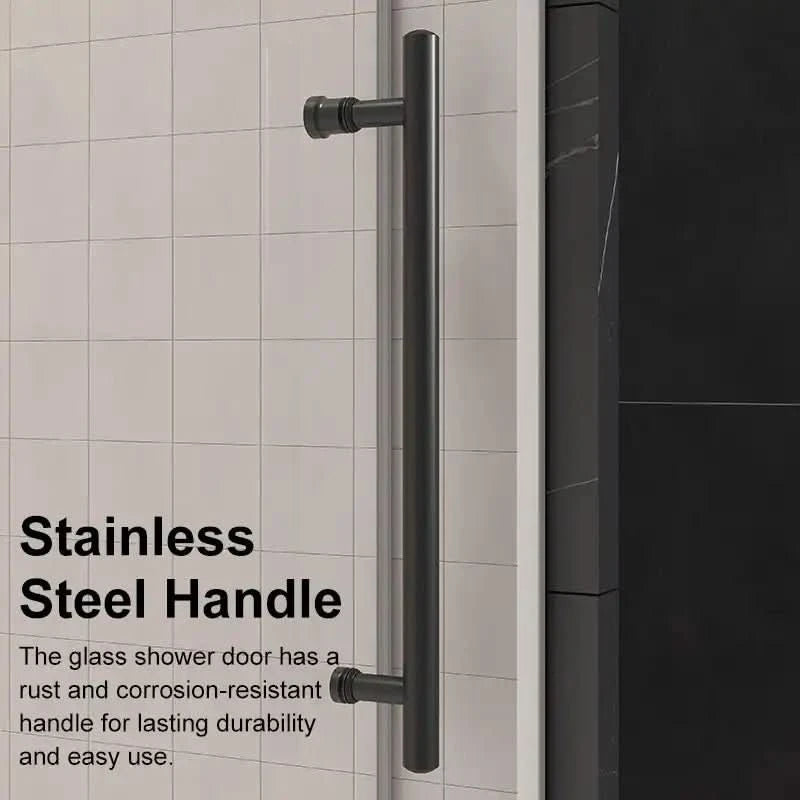 Gorgeous Single Sliding Frameless Shower Door With 3/8 Inch Clear Glass color:matte black