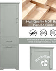 freestanding tall bathroom storage cabinet with two drawers color:grey