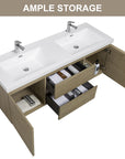 47/59" Modern Floating Bathroom Vanity with Resin Top Basin color: Oak | sink: Double