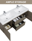 47/59" Modern Floating Bathroom Vanity with Resin Top Basin color: Ash Grey | sink: Double