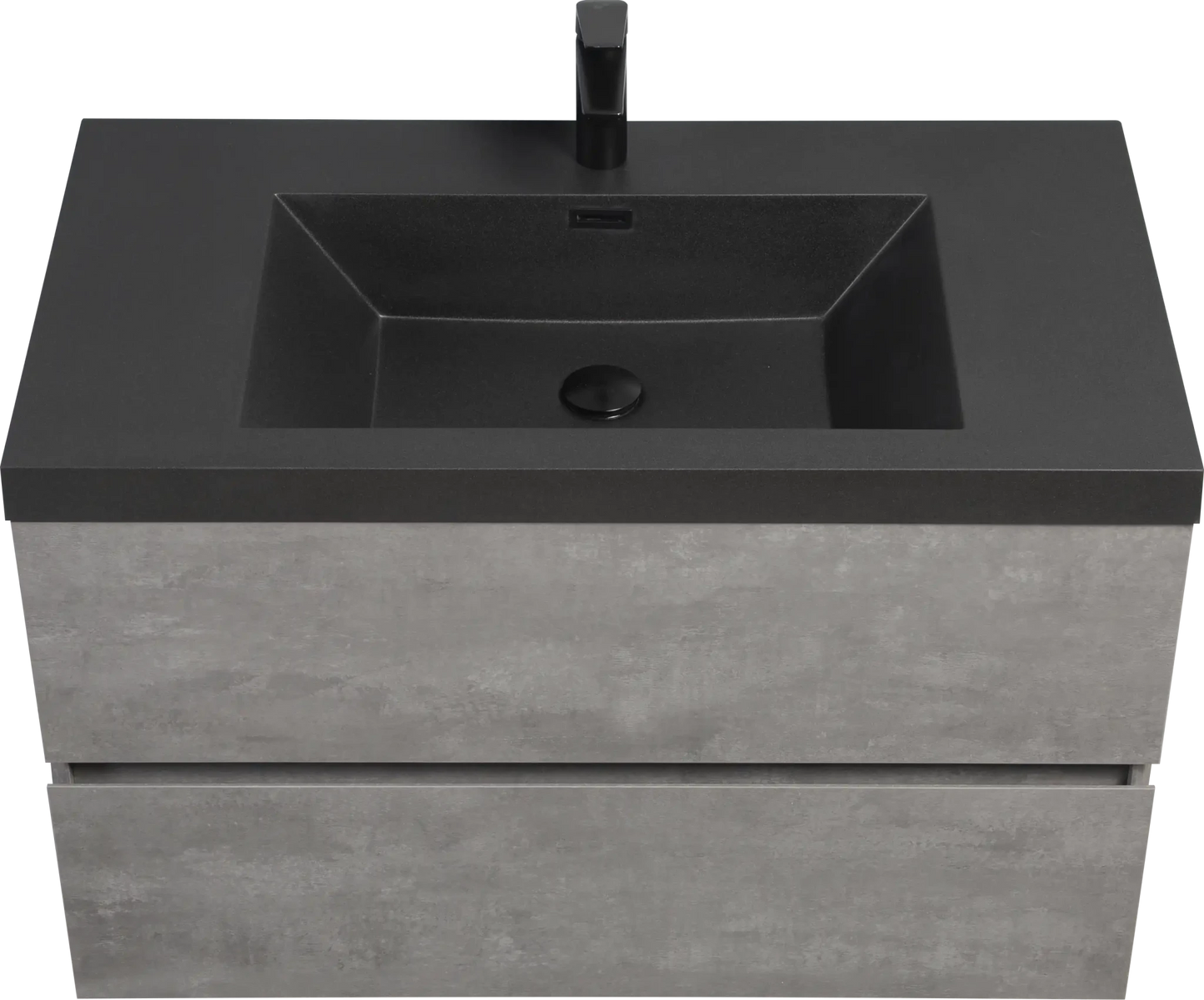 Floating Bathroom Vanity with Quartz Sand Basin and Soft Close Drawers color: Grey