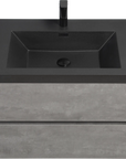 Floating Bathroom Vanity with Quartz Sand Basin and Soft Close Drawers color: Grey