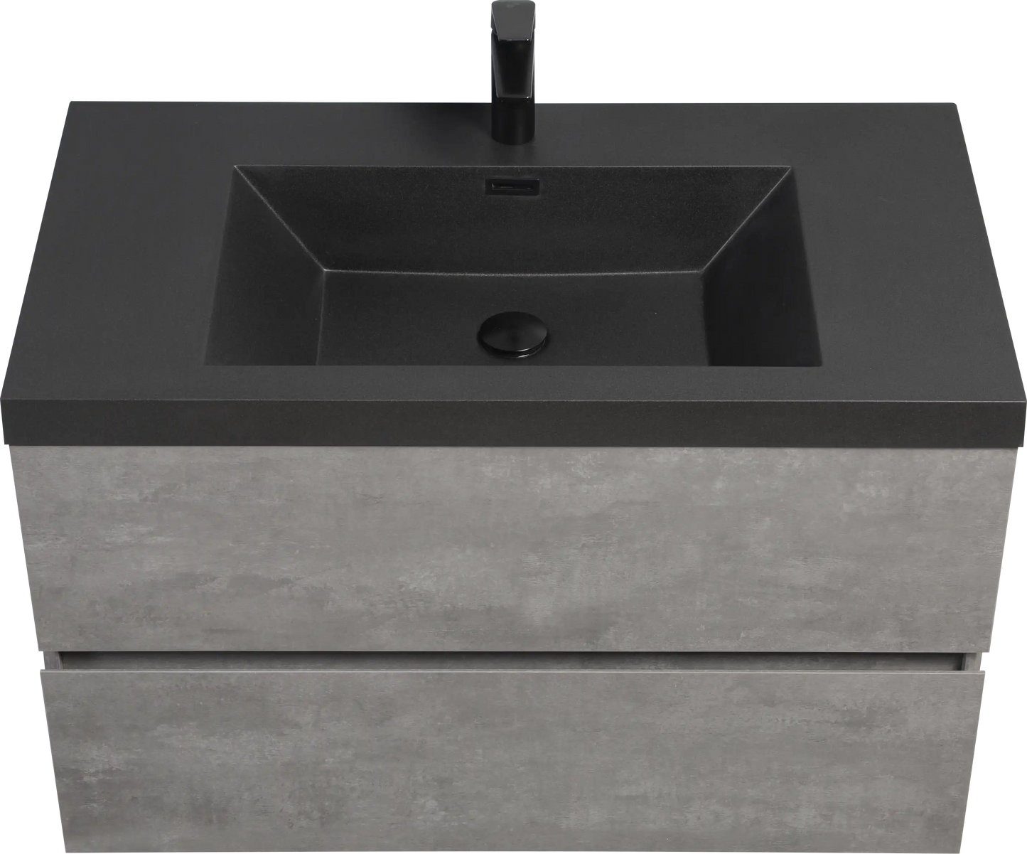 Floating Bathroom Vanity with Quartz Sand Basin and Soft Close Drawers color: Grey