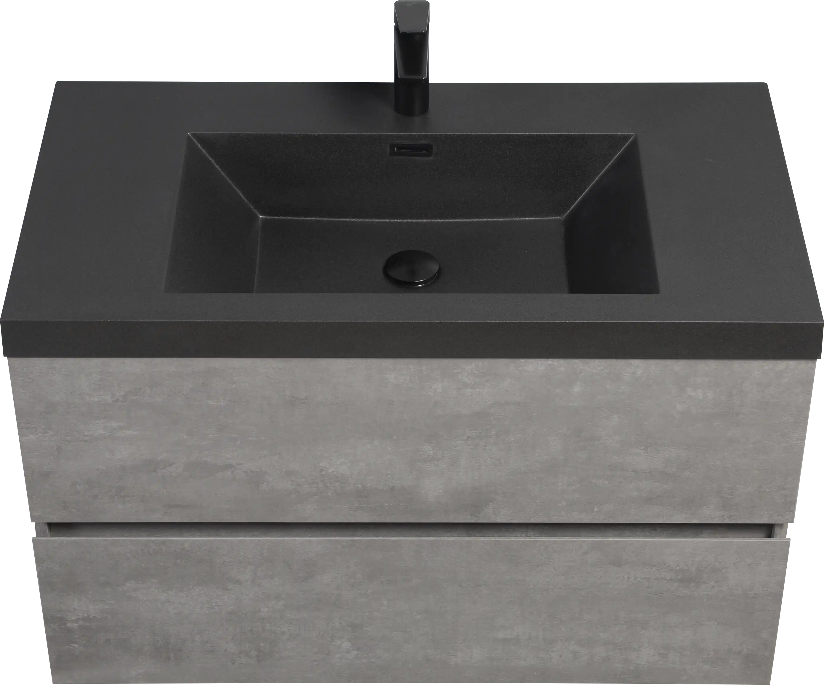 23''-47'' Floating Dark Grey Corner Vanity with Matte Black Sink - 2 Soft Close Drawers