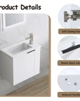 Bathroom Vanity with Sink 22 Inch for Small Floating Bathroom with Soft Close Door color: White