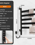 Velin Regular black electric towel warmer for bathroom with touchscreen, timer, and waterproof IPX5 rating | Ace Decor