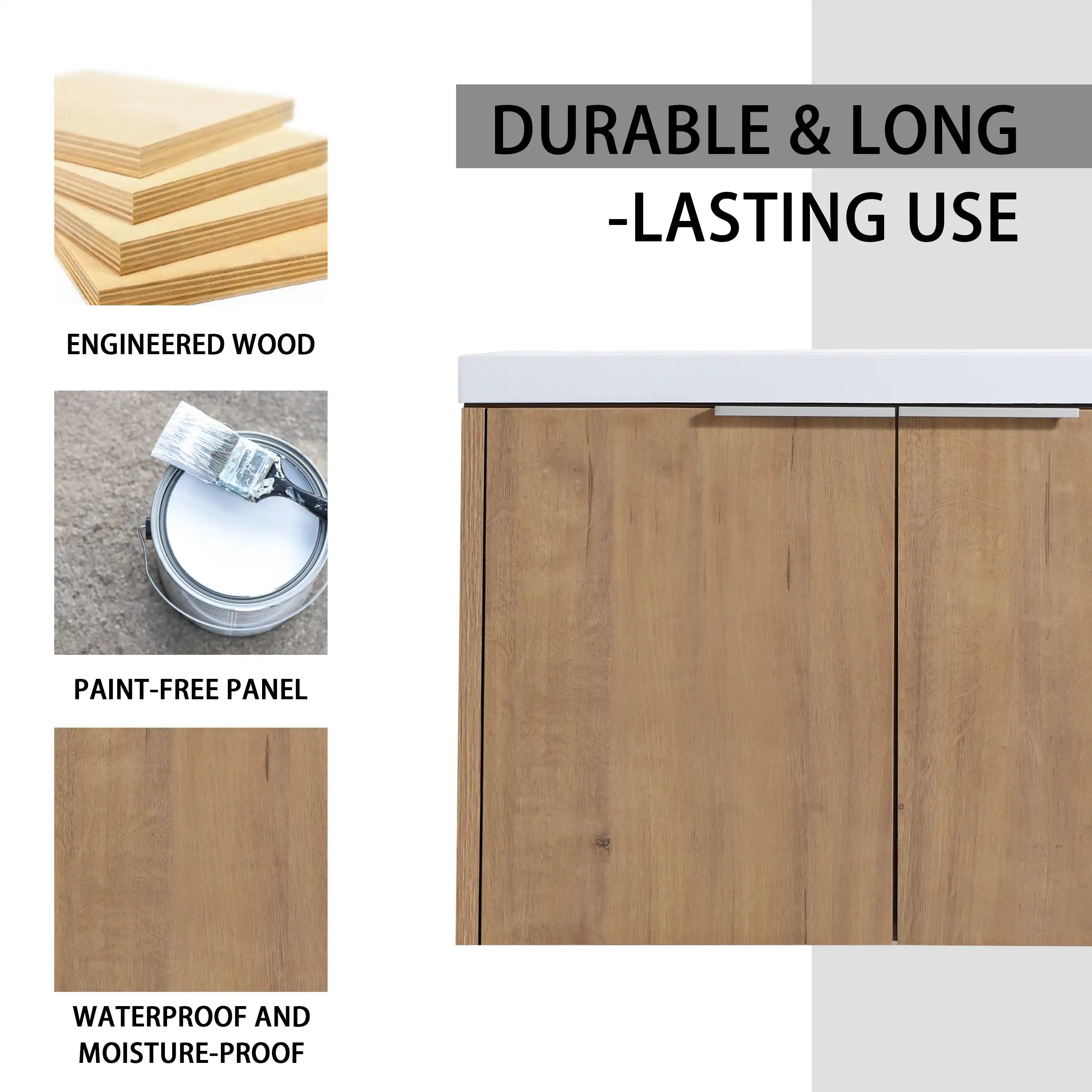Durable and long-lasting construction of the Monterey Series 30 inch bathroom vanity.