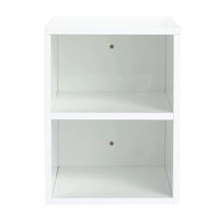 12 inch wall-mounted open storage cabinet with two shelves, front view.