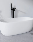 51" Seamless Resin Stone Freestanding Soaking Tub – White, with Overflow & Pop-Up Drain color: Matte White