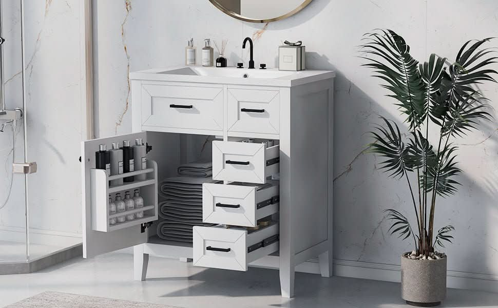 bathroom cabinet with drawers color:grey