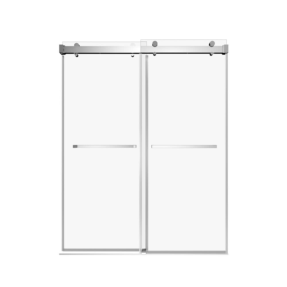 Gorgeous Single Sliding Frameless Shower Door With 3/8 Inch Clear Glass color:chrome