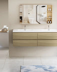 71 X 20 Modern Floating Double Sink Bathroom Vanity - Wall Mounted Storage Cabinet color: Oak