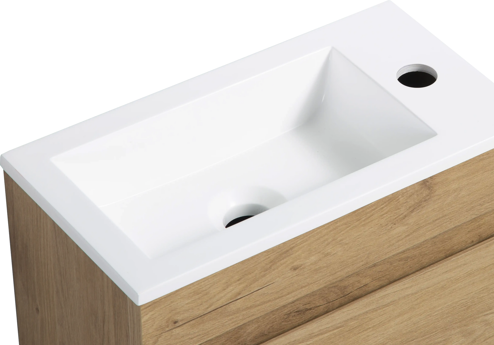 16" Birch Floating Bathroom Vanity with Resin Sink and Soft Close Doors color:Oak