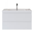 Oakmere Series 36" White Bathroom Floating Vanity with Resin Sink & 2 Soft-Close Drawers