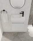 18'' Floating Bathroom Vanity with White Resin Sink & Soft-Close Door color: White Straight Grain