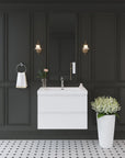 Oakmere Series 30" White Bathroom Floating Vanity with Resin Sink & 2 Soft-Close Drawers