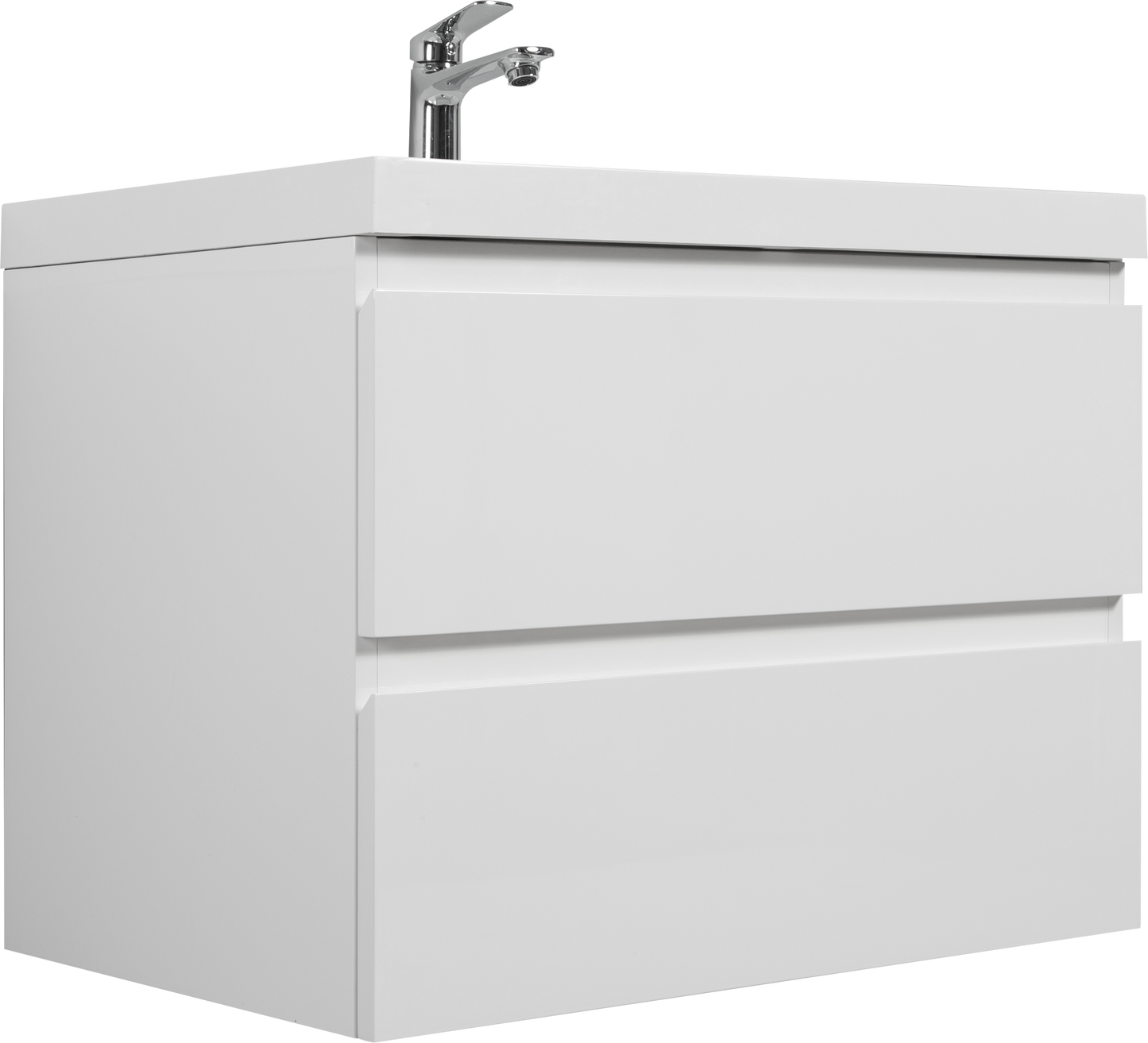 Floating Bathroom Vanity with Resin Top Basin & Soft Close Drawers - Modern Wall-Mounted Storage Cabinet color: White