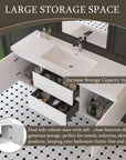 59 inch bathroom vanity with large storage drawers and side cabinets, white floating bathroom vanity layout | Ace Decor
