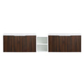 Monterey Series 84" Double Floating Bathroom Vanity in California Walnut with Side Cabinet and Integrated Sink