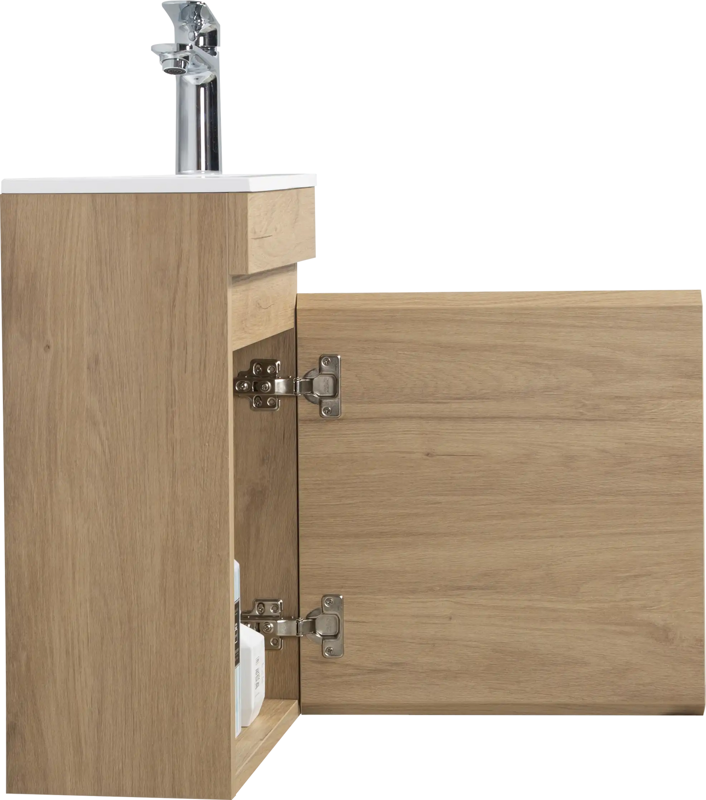 16" Birch Floating Bathroom Vanity with Resin Sink and Soft Close Doors color:Oak