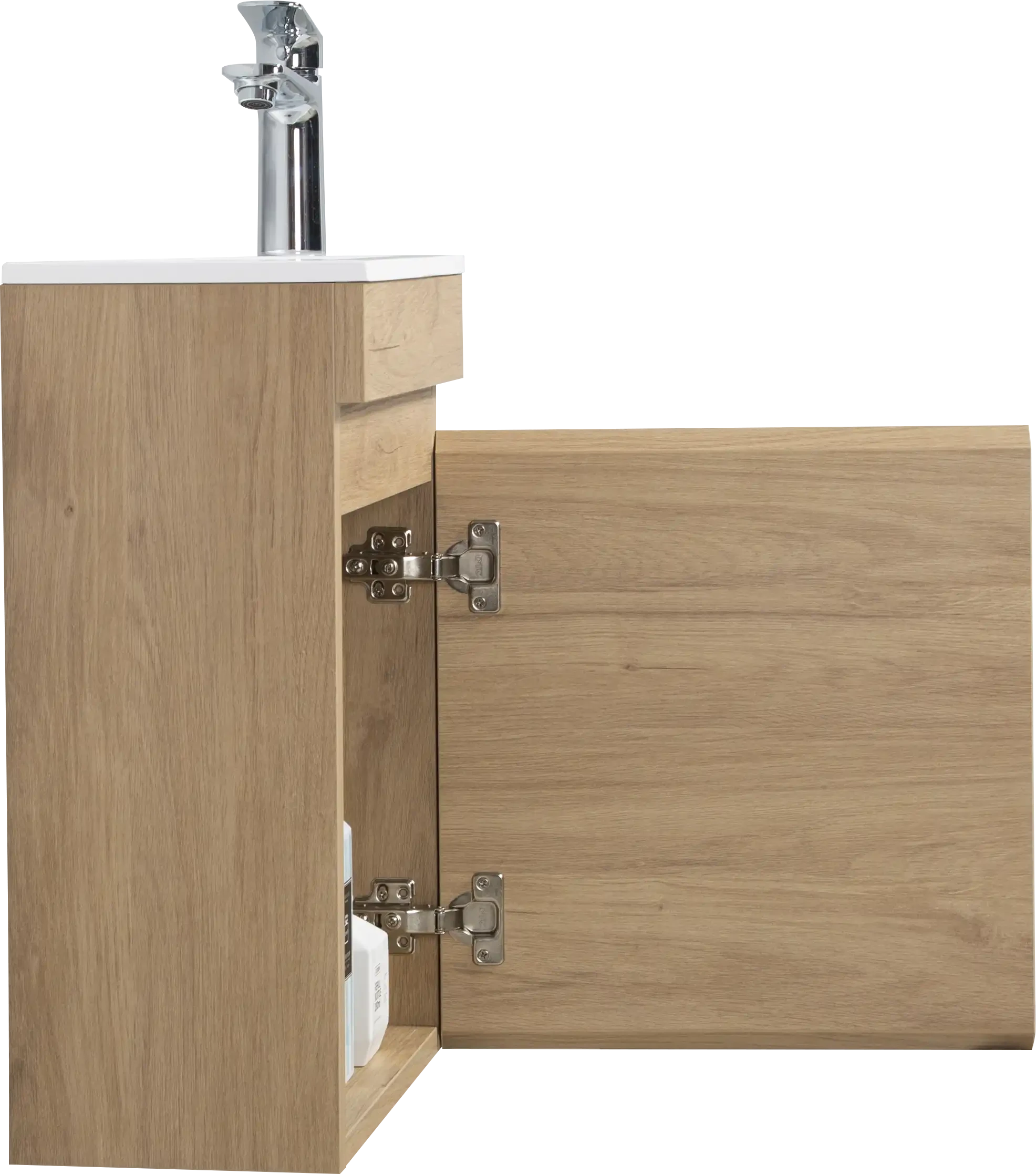 16" Birch Floating Bathroom Vanity with Resin Sink and Soft Close Doors color:Oak