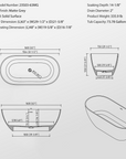Dimensions Diagram of the Nectar Series Matte Gray Soaking Bathtub.