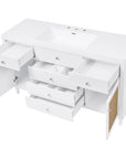 Soleil 60" Bathroom Vanity with Sink, Elegant White Cabinet with Drawers