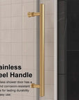 Gorgeous Single Sliding Frameless Shower Door With 3/8 Inch Clear Glass color:brushed gold