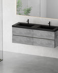Modern bathroom with 60 x 19 floating vanity shown for industrial bathroom vanity ideas | Ace Decor