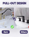 Harbor Series Brushed Gold Faucet Bathroom – Pull-Out Sprayer with 2 Handles