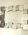 Close side view of a 39 x 29 modern decorative mirror with 3D geometric glass frame | Ace Decor