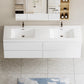 Sleek Floating Bathroom Vanity with Dual Resin Basins & Soft Close Drawers color: White