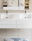 71 X 20 Modern Floating Double Sink Bathroom Vanity - Wall Mounted Storage Cabinet color: White