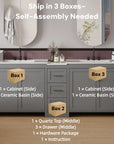 Elysian 84" Freestanding Bathroom Vanity with Double Sinks – Grey
