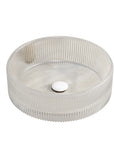 14 inch clear textured glass small sink for bathroom with center drain | Ace Decor
