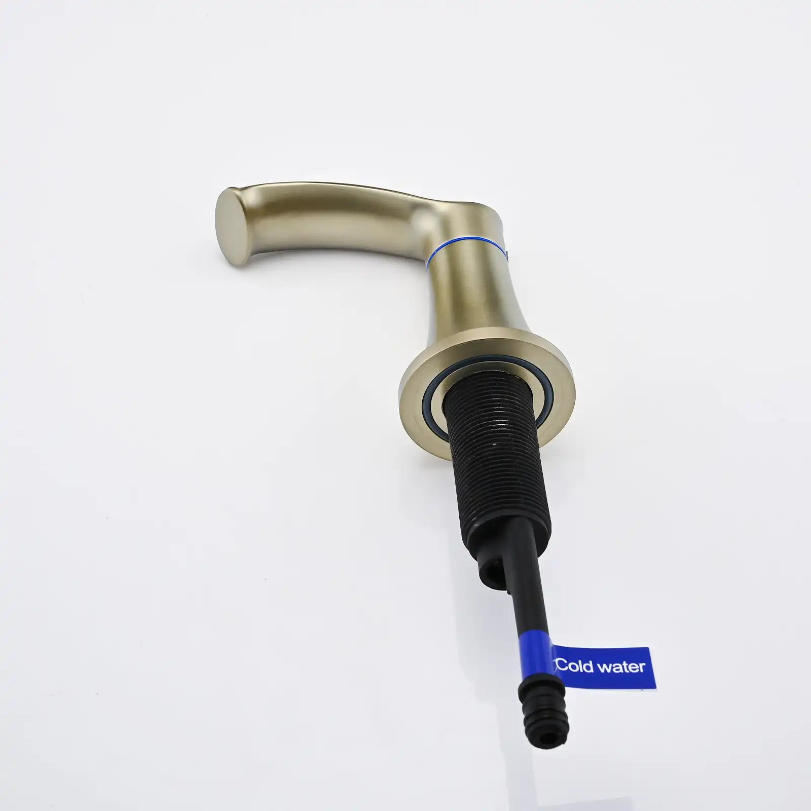 Brushed gold bathroom faucet cold water control valve with durable metal handle, offering a solid grip and smooth operation | Ace Decor