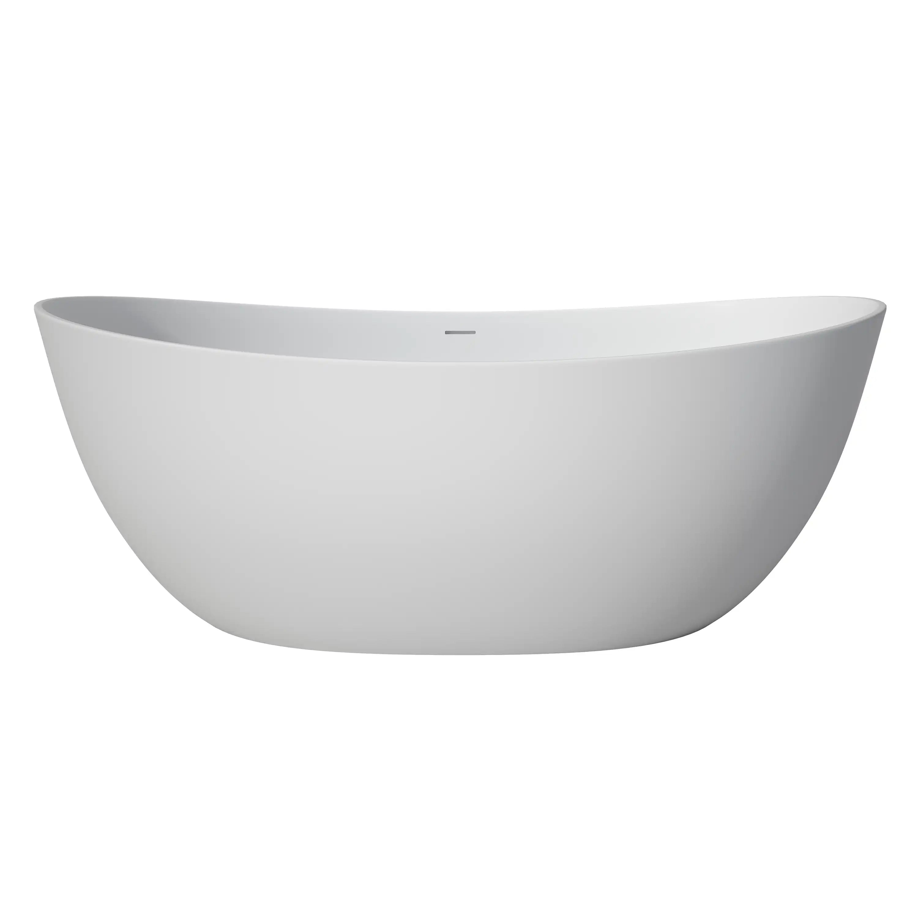A 65-inch freestanding bathtub deep soaking tub with an elegant, asymmetric silhouette designed for immersive comfort and modern style. | ACE DECOR