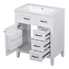 30" Crisp White Bathroom Vanity with Sink Combo, Cabinet with Dock Rack & 5 Drawers