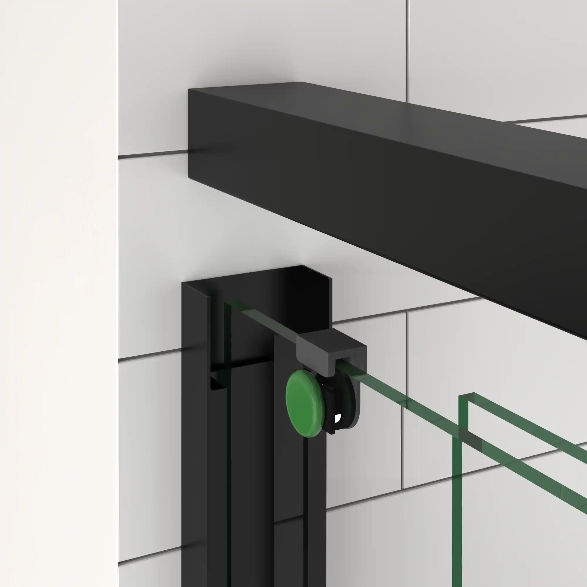 Aluminum frame and roller system for matte black bypass shower door 60 x 70.