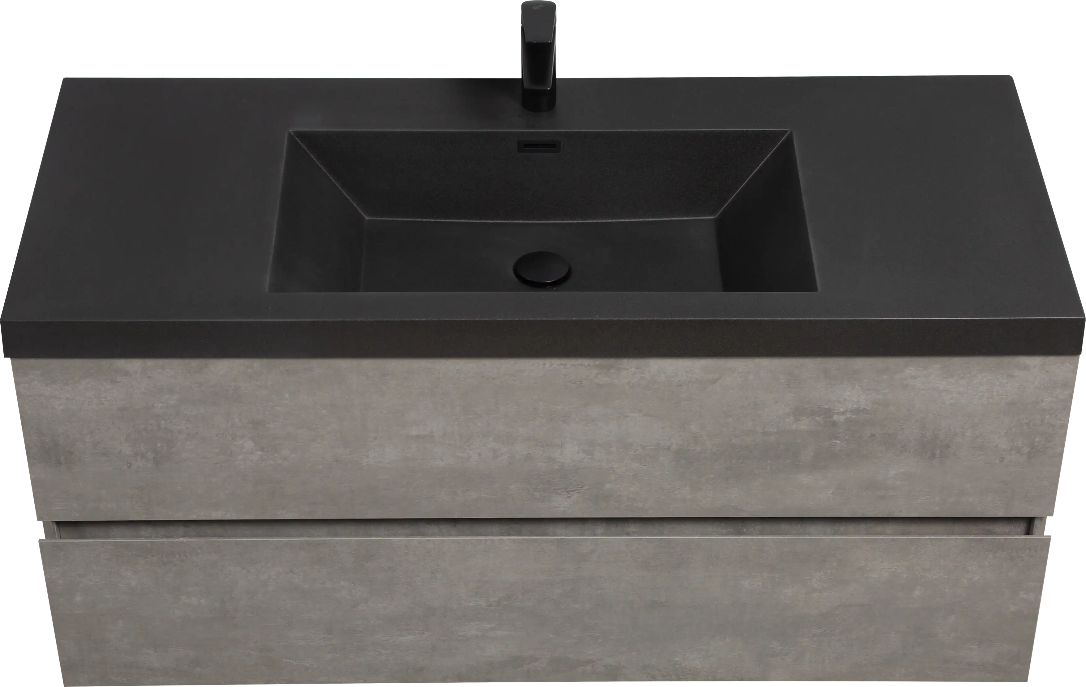23''-47'' Floating Dark Grey Corner Vanity with Matte Black Sink - 2 Soft Close Drawers