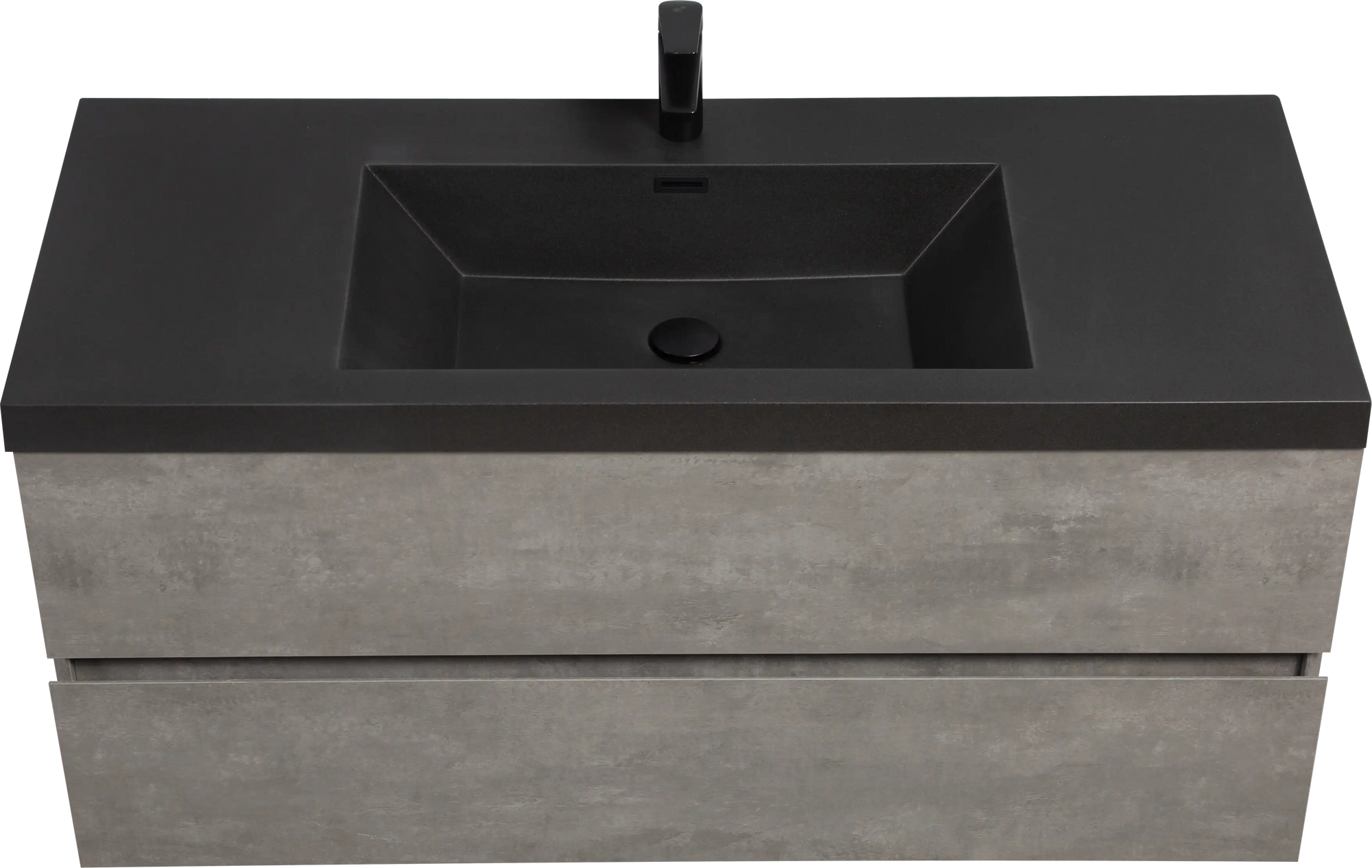 23&#39;&#39;-47&#39;&#39; Floating Dark Grey Corner Vanity with Matte Black Sink - 2 Soft Close Drawers