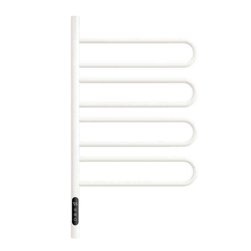 17" x 31" Glossy White Heated Towel Rack with Fast Heating and Smart Control
