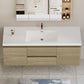 Modern Floating Bathroom Vanity with Resin Top Basin & Soft Close Drawers - Wall-Mounted Storage Cabinet color: Oak