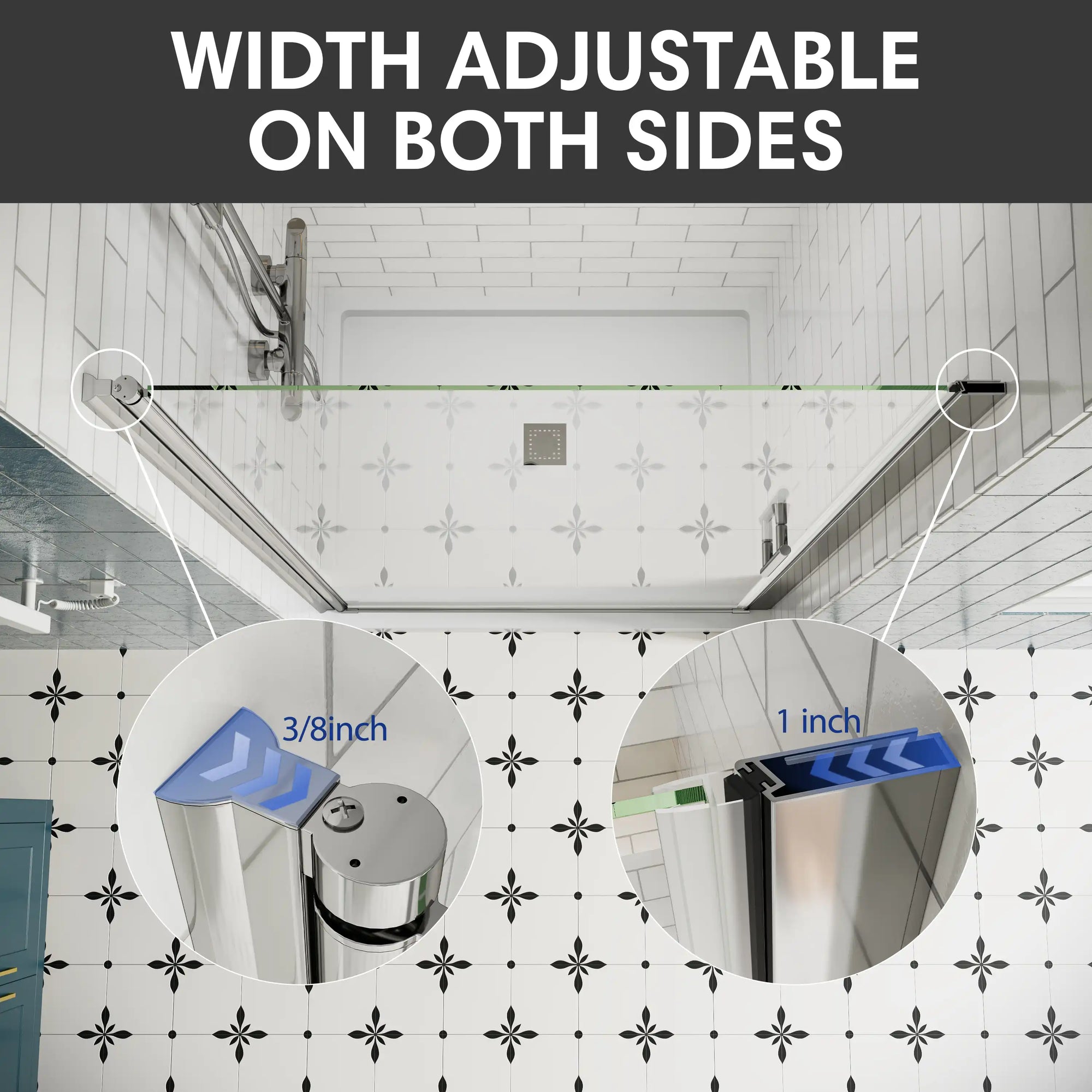 Dual-side width adjustment allows flexible installation and compensates for uneven walls or measurement variations.