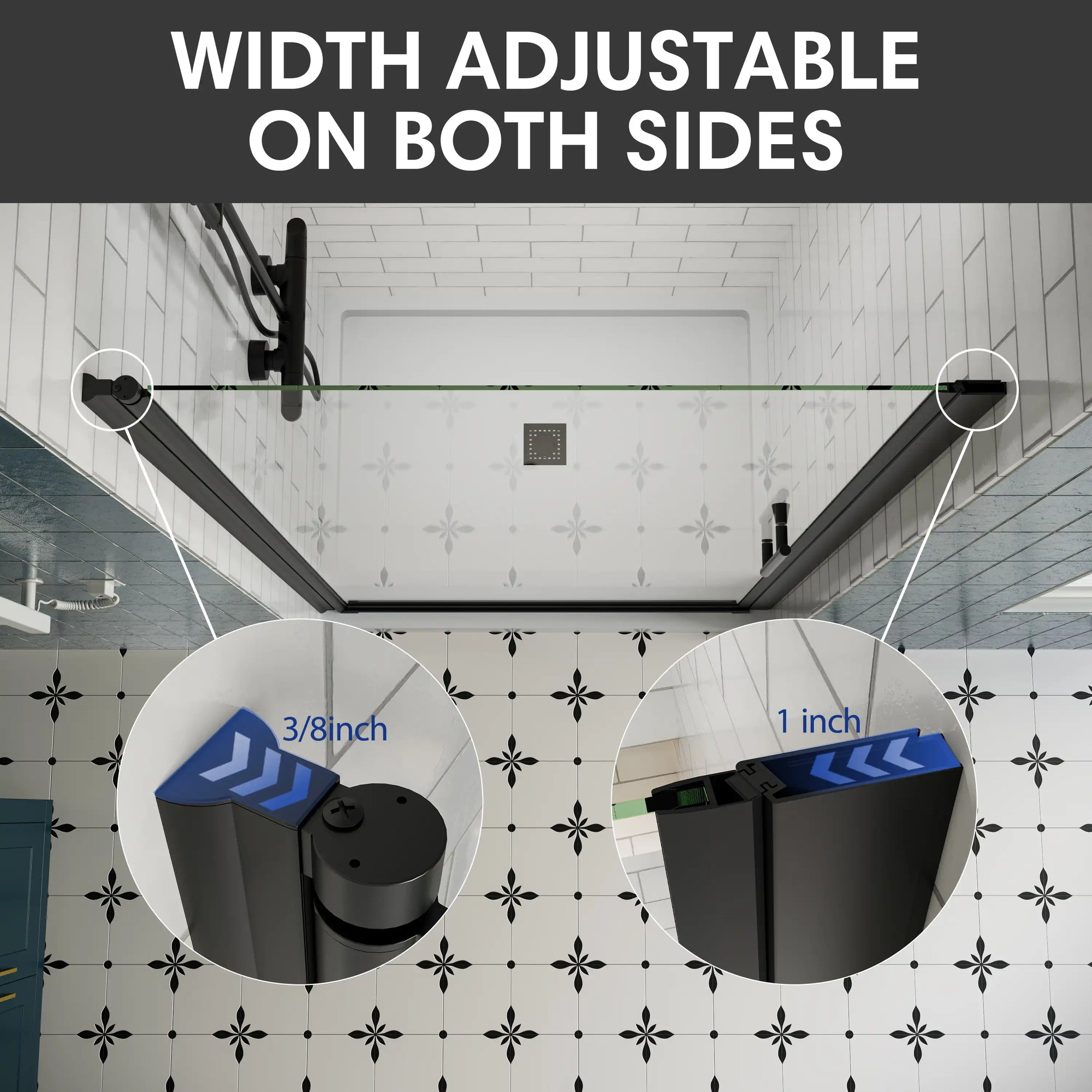 Dual-side width adjustment allows flexible installation and compensates for uneven walls or measurement variations.
