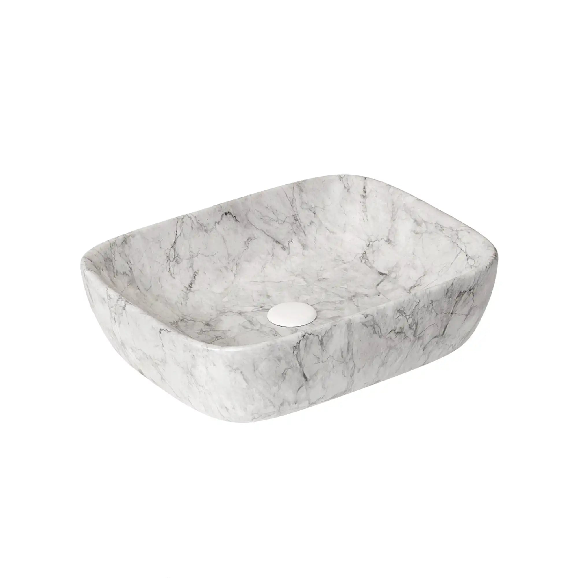 19 inch marble-look ceramic vessel sink for bathroom | Ace Decor