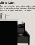 71 X 20 Modern Floating Double Sink Bathroom Vanity - Wall Mounted Storage Cabinet color: Black