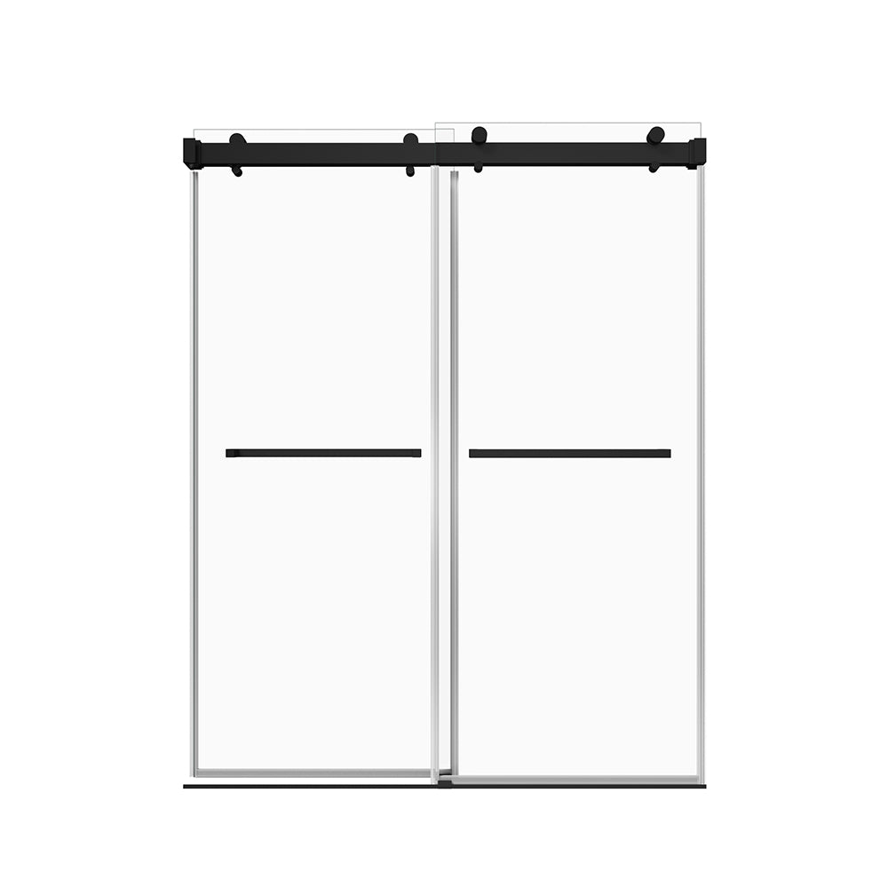 Gorgeous Single Sliding Frameless Shower Door With 3/8 Inch Clear Glass color:matte black